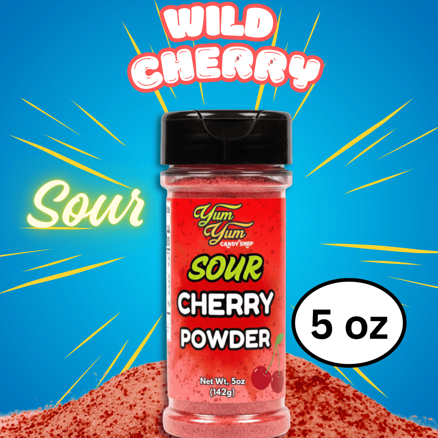Sweet & Sour Candy Powder Shaker – Blue Raspberry, Cotton Candy, Wild Cherry & Plain