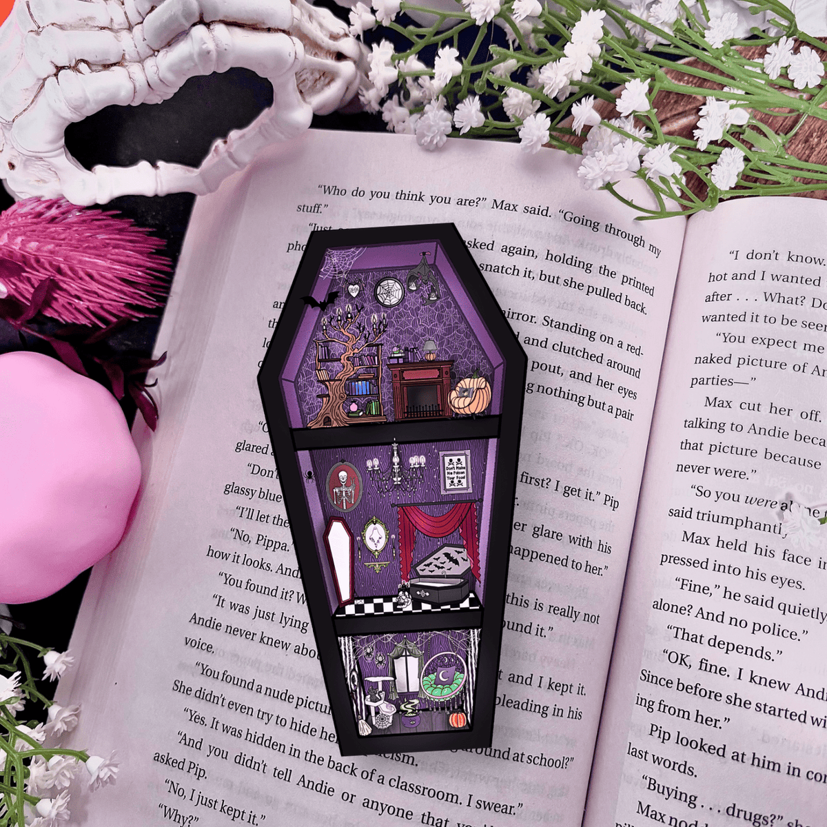 Spooky Season Coffin Star Sparkle Bookmark