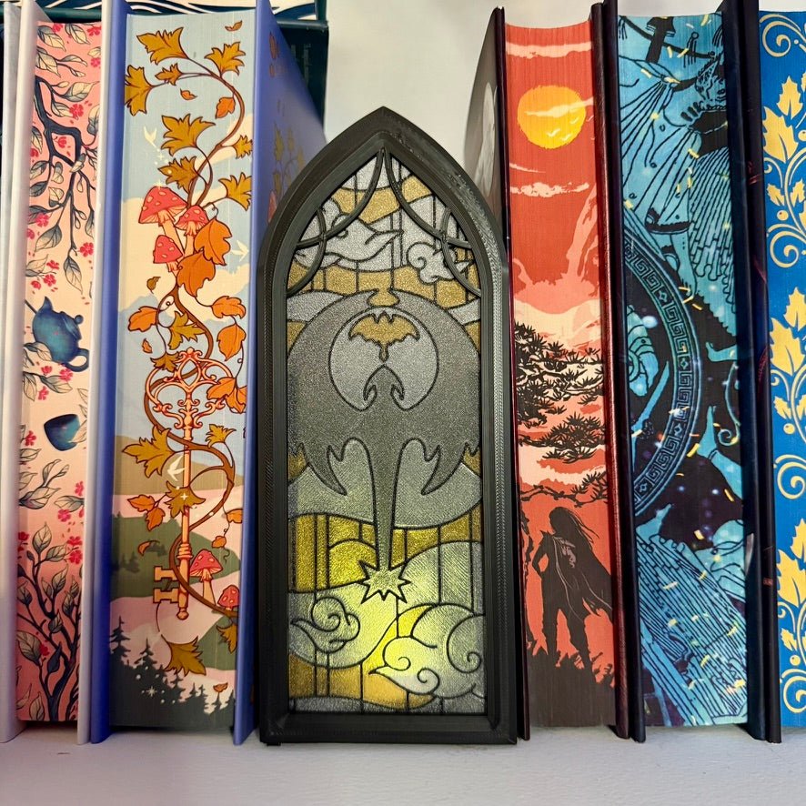 Stained Glass-Style Tealight Fourth Wing Inspired Book Nook with Storage - Pretty Petty Co