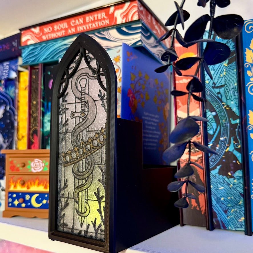 Stained Glass-Style Tealight Fourth Wing Inspired Book Nook with Storage - Pretty Petty Co