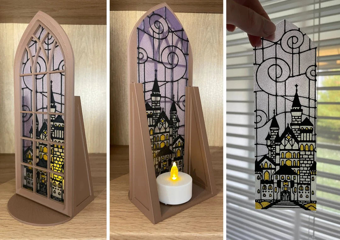 Stained Glass-Style Tealight Fourth Wing Inspired Book Nook with Storage - Pretty Petty Co
