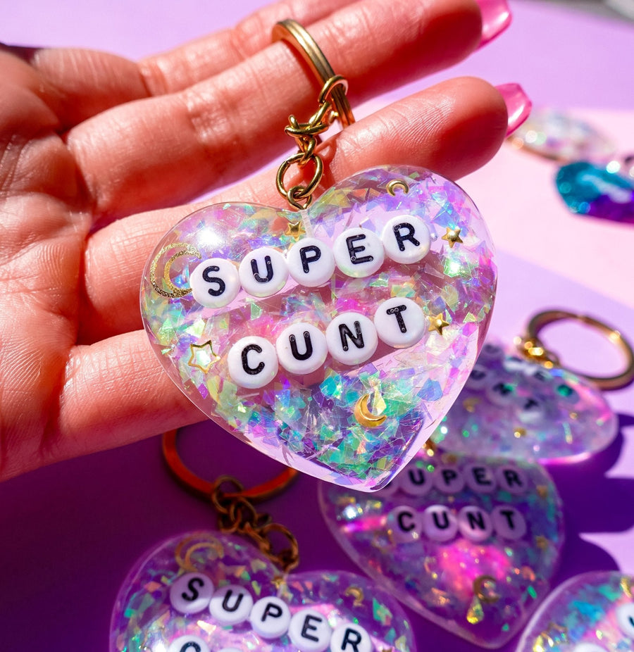 Super Cunt Glitter Moon Keychain - Pretty Petty Co