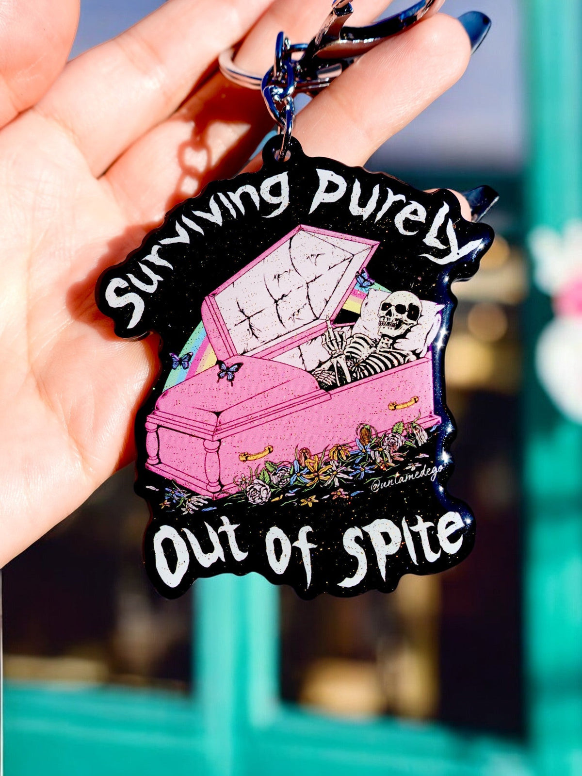 Surviving Purely Out Of Spite Keychain - Pretty Petty Co