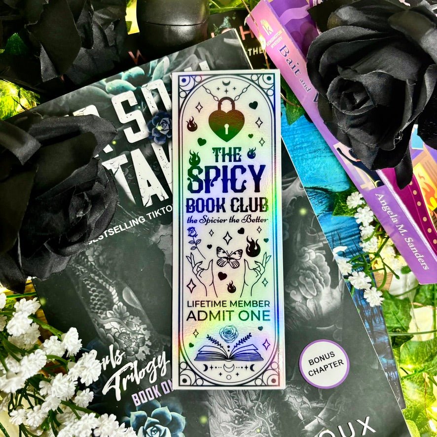 The Spicy Book Club Black and White Holographic Bookmark