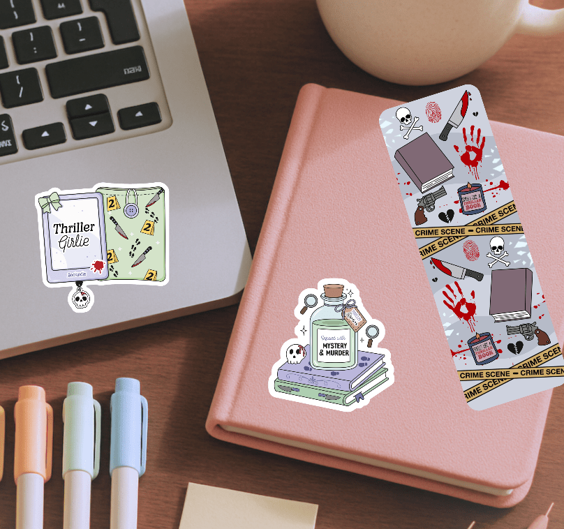 Thriller Girlie Stickers and Bookmark Bundle - Pretty Petty Co