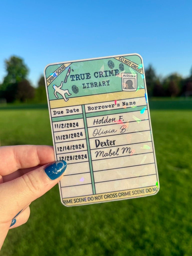 True Crime Library Borrow Card Bookmark