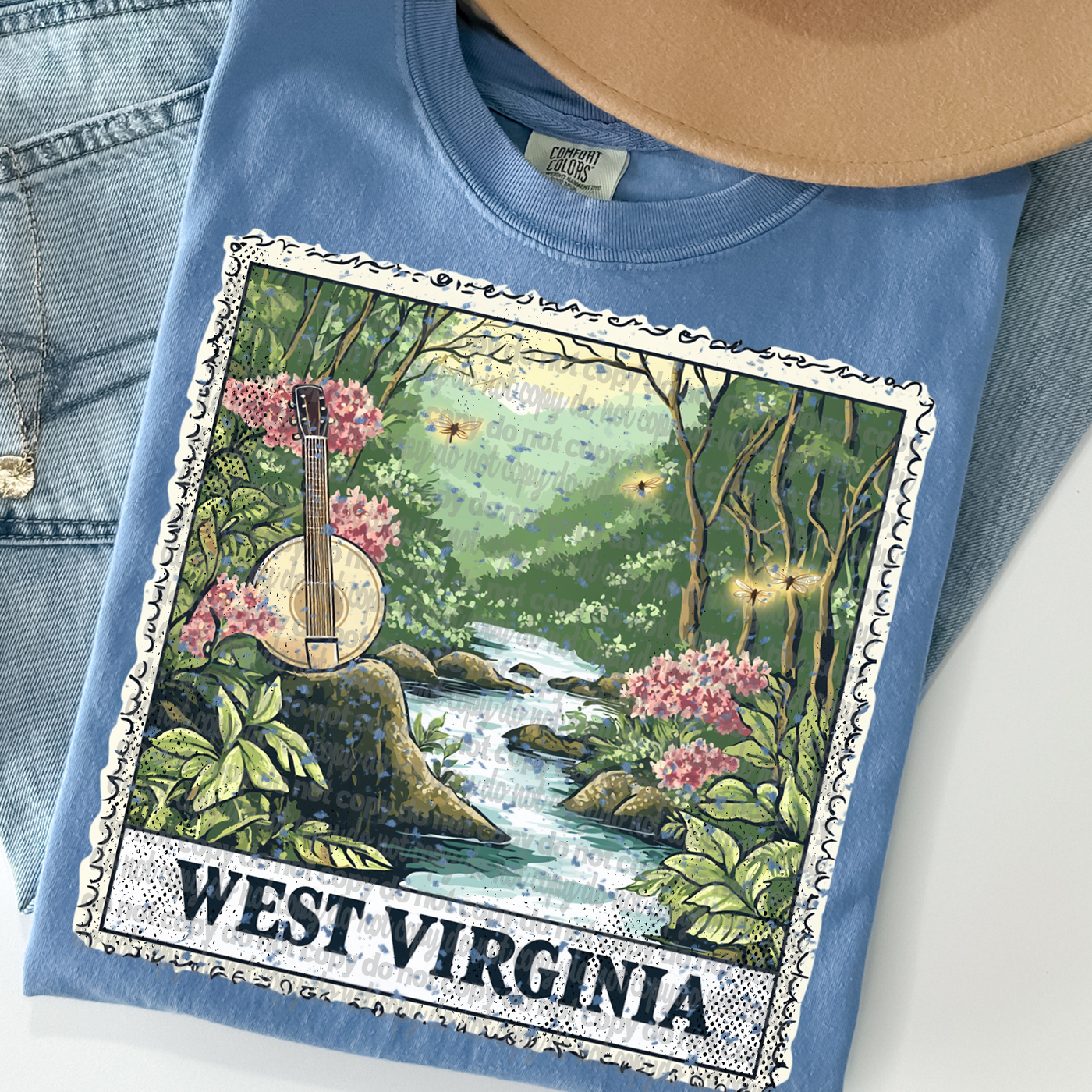 Vintage West Virginia Graphic Tee | Appalachian Mountain Banjo Shirt | WV Wildflower Nature T-Shirt